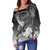 Custom Personalised Chuuk Women's Off Shoulder Sweater - Humpback Whale with Tropical Flowers (White) - Polynesian Pride