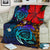 Hawaii Lauhala Hibiscus Polynesian Tropical Blue Premium Blanket - Wake Style - AH - Polynesian Pride