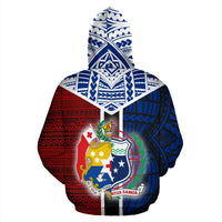 TokoUso All Over Zipper Hoodie Tonga Samoa Coat of Arms - Polynesian Pride