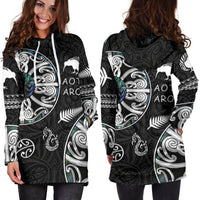 New Zealand Aotearoa Women Hoodie Dress, Maori Mangopare Paua Shell - Polynesian Pride