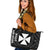 Wallis and Futuna Large Leather Tote - Wallis and Futuna Seal With Polynesian Tattoo Style Black - Polynesian Pride