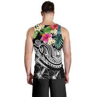 Tahiti Polynesian Men's Tank Top - Summer Plumeria (Black) - Polynesian Pride