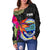 Federated States of Micronesia Women's Off Shoulder Sweater - Polynesian Hibiscus Pattern - Polynesian Pride