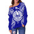 French Polynesia Polynesian Shoulder Sweater Map Blue - Polynesian Pride