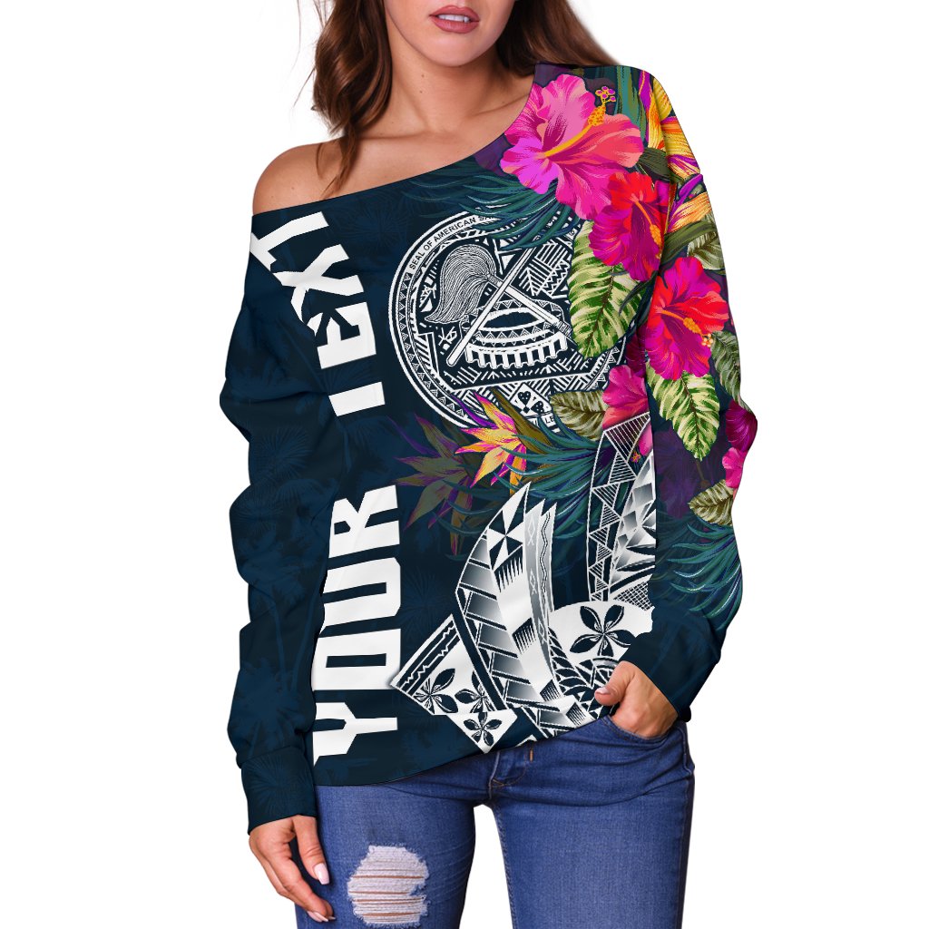 American Samoa Custom Personalised Women's Off Shoulder Sweater - Summer Vibes - Polynesian Pride