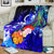 Vanuatu Custom Personalised Premium Blanket - Humpback Whale with Tropical Flowers (Blue) - Polynesian Pride