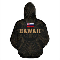 Polynesian Kamapuaa Flag of Hawaii Zip Hoodie Gold Hawaiian Mythology Style - Polynesian Pride