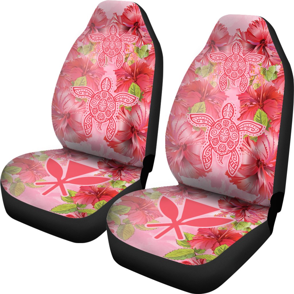 Hawaii Turtle Hibiscus Car Seat Covers - Pink Style Universal Fit Pink - Polynesian Pride