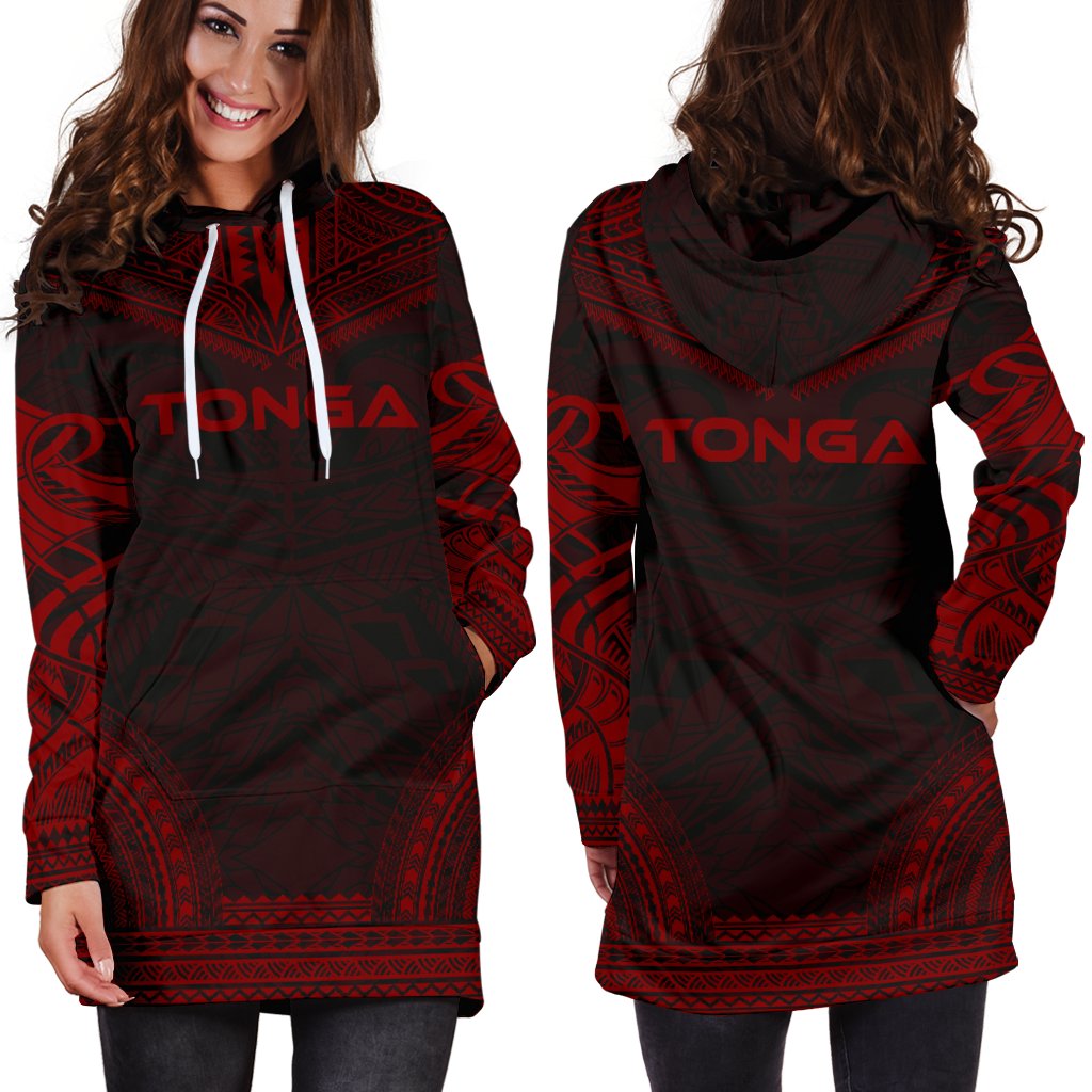 Tonga Women's Hoodie Dress - Polynesian Red Chief - Polynesian Pride