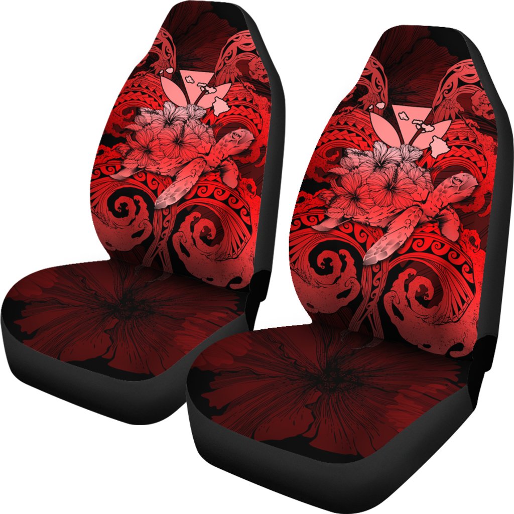 Hawaii Turtle Wave Polynesian Car Seat Cover - Hey Style Red Universal Fit Red - Polynesian Pride