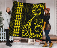 Hawaii Kakau Yellow Polynesian Premium Quilt - Polynesian Pride