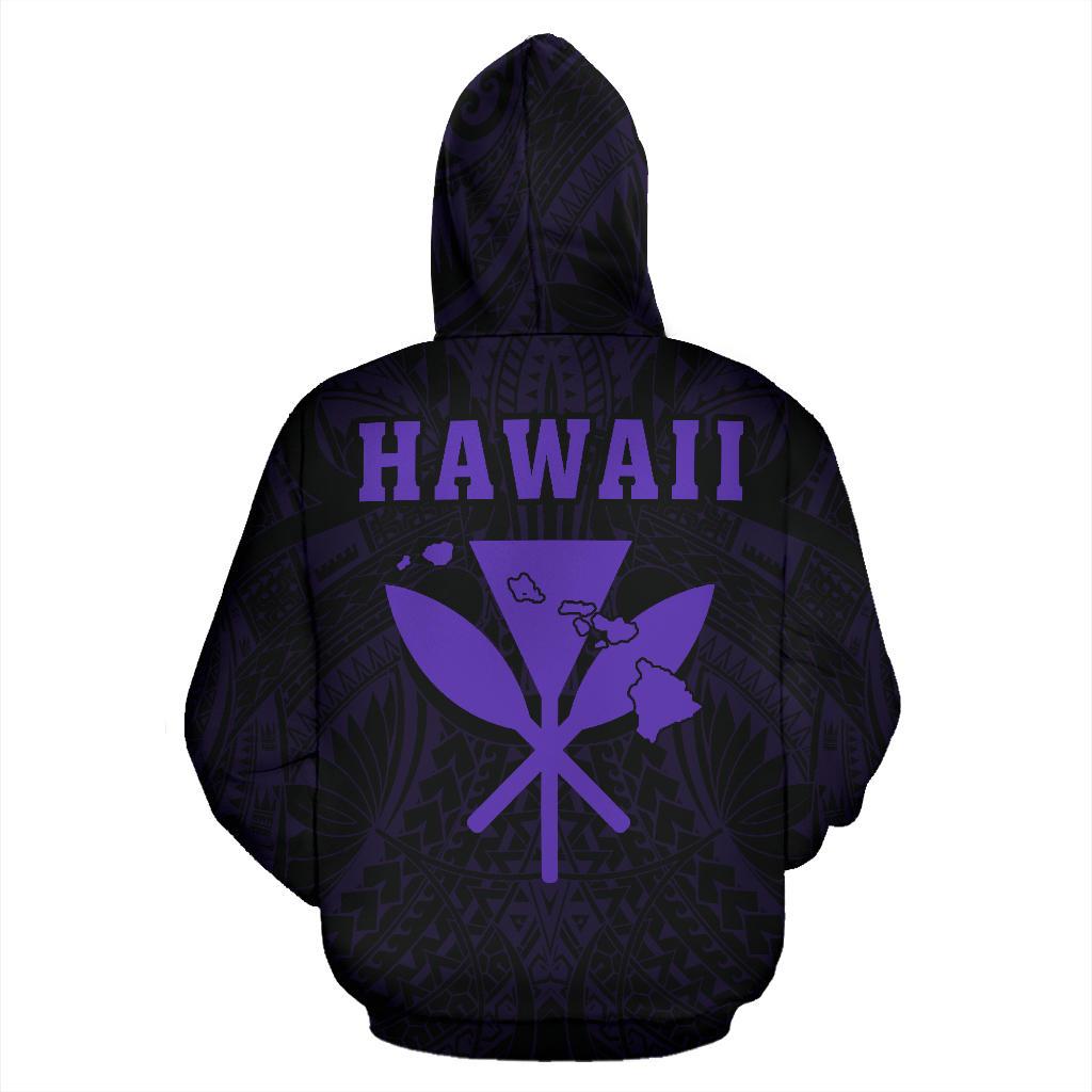 Polynesian Fish Hook Kanaka Map of Hawaii Hoodie Purple - Polynesian Pride