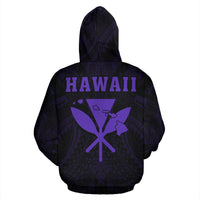 Polynesian Fish Hook Kanaka Map of Hawaii Hoodie Purple - Polynesian Pride