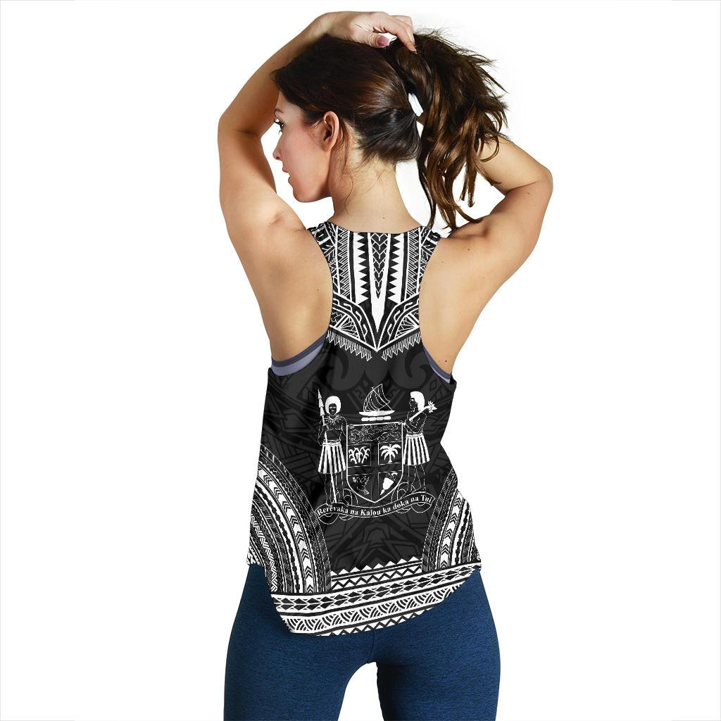Fiji Women's Racerback Tank - Polynesian Chief Black Version - Polynesian Pride