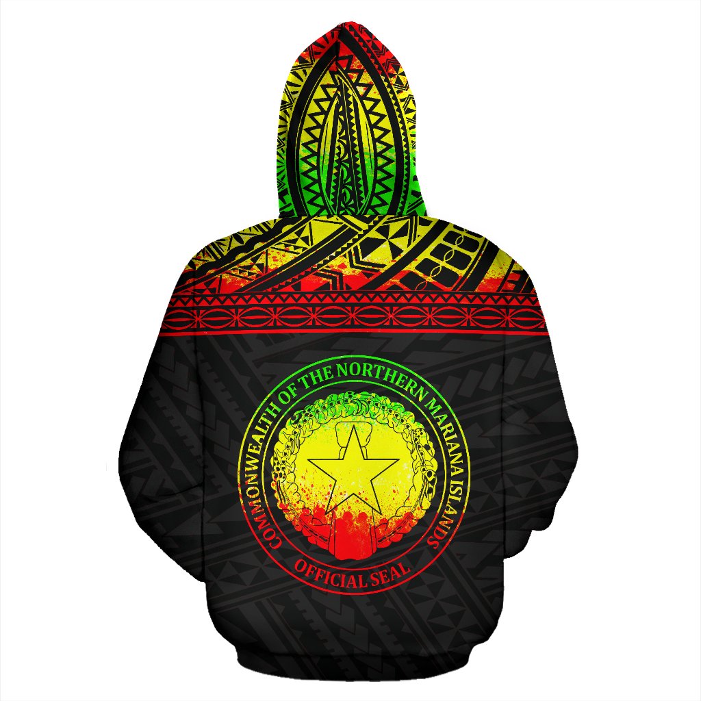 Northern Mariana Islands Polynesian All Over Custom Zip up Hoodie Reggae Horizontal Style - Polynesian Pride