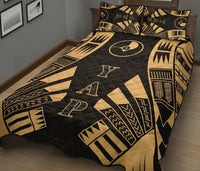 Yap Quilt Bed Set - Yap Flag Polynesian Yellow Tattoo Style - Polynesian Pride