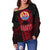 Tahitian Women's Off Shoulder Sweater Polynesian Tattoo Coat Of Arms 02 TH5 - Polynesian Pride