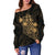 Polynesian Women's Off Shoulder Sweater - Gold Pineapple - Polynesian Pride