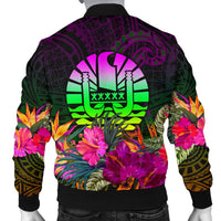 Tahiti Men's Bomber Jacket - Summer Hibiscus - Polynesian Pride