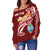 Guam Personalised Women's Off Shoulder Sweater - Guam Seal Polynesian Patterns Plumeria (Red) - Polynesian Pride