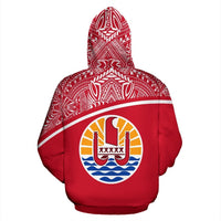 Tahiti All Over Zip up Hoodie Polynesian Curve Style - Polynesian Pride
