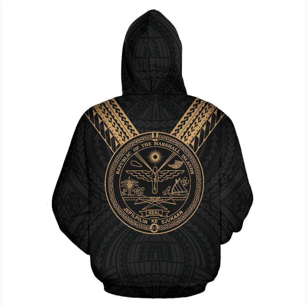 Marshall Islands All Over Zip up Hoodie Gold Sailor Style - Polynesian Pride