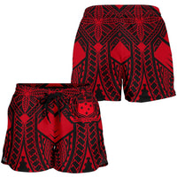 Samoa Polynesian Women's Shorts - Samoa Red Seal with Polynesian Tattoo - Polynesian Pride