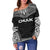 Chuuk Polynesian Chief Women's Off Shoulder Sweater - Black Version - Polynesian Pride