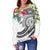 Polynesian American Samoa Women's Off Shoulder Sweater - Summer Plumeria (White) - Polynesian Pride