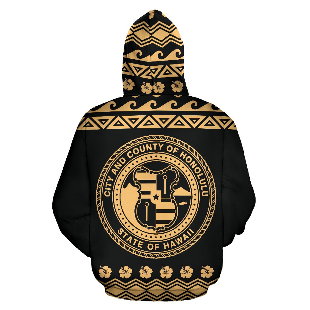 Honolulu All Over Hoodie Polynesian Design - Polynesian Pride