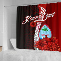 Guam Polynesian Custom Personalised Shower Curtain - Coat Of Arm With Hibiscus - Polynesian Pride