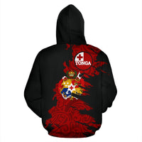 Tonga Polynesian Zip up Hoodie Tonga Flag COat of Arms Painting - Polynesian Pride