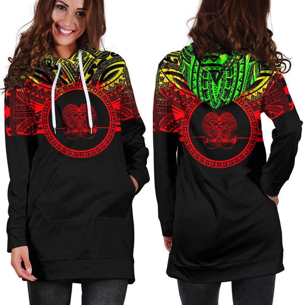 Papua New Guinea Women Hoodie Dress - Papua New Guinea Coat Of Arms Polynesian Reggae Color - Polynesian Pride