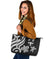 Fiji Polynesian Large Leather Tote Bag - White Tentacle Turtle - Polynesian Pride