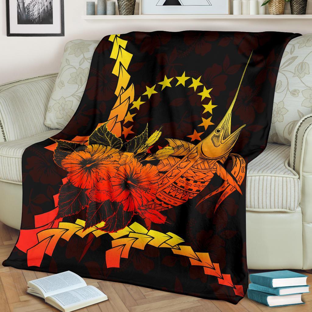 Cook Islands Polynesian Premium Blanket - Swordfish With Hibiscus - Polynesian Pride