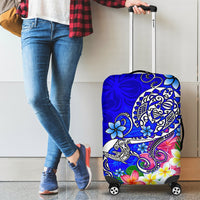 Polynesian Luggage Covers - Turtle Plumeria Blue Color Blue - Polynesian Pride