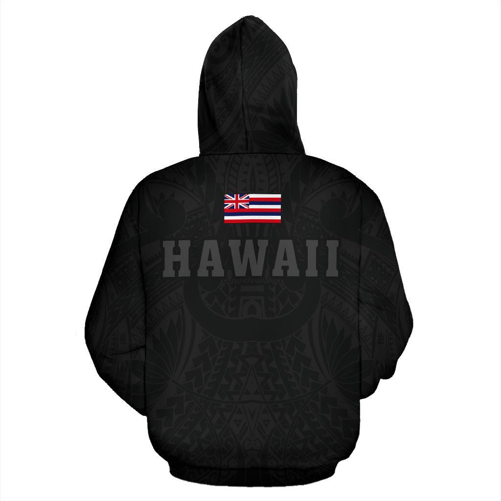 Polynesian Kamapuaa Flag of Hawaii Zip Hoodie Grey Hawaiian Mythology Style - Polynesian Pride