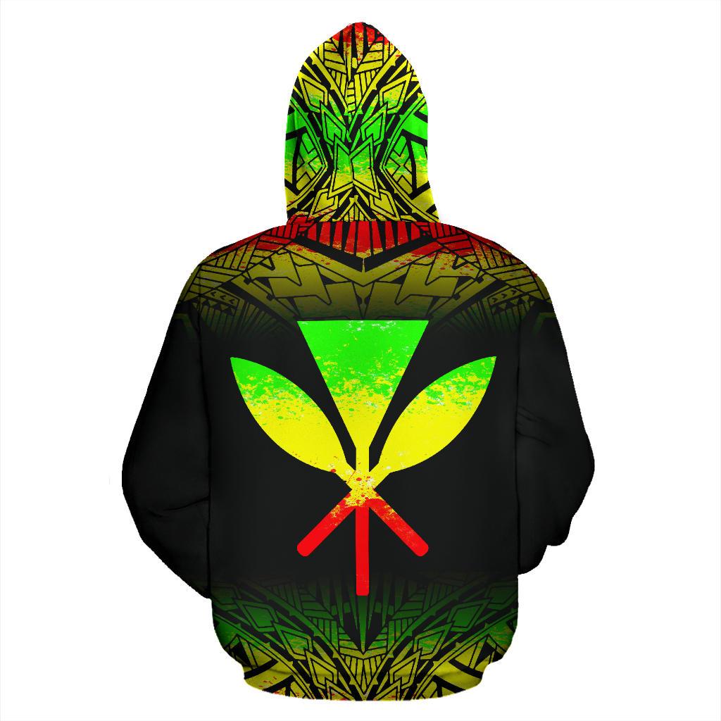 Hawaii All Over Custom Hoodie Polynesian Reggae Fog - Polynesian Pride