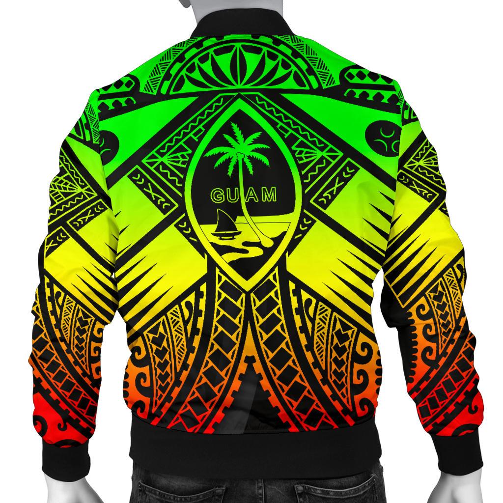 Guam Polynesian Men's Bomber Jacket - Guam Reggae Seal with Polynesian Tattoo - Polynesian Pride