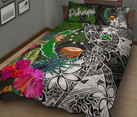 Pohnpei Quilt Bed Set - Turtle Plumeria Banana Leaf - Polynesian Pride