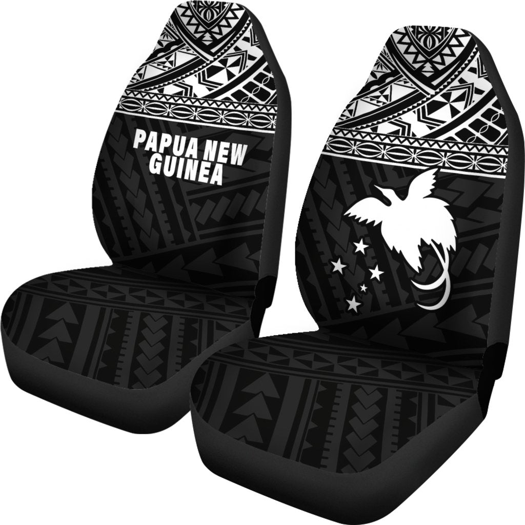 Papua New Guinea Car Seat Covers - Papua New Guinea White FLag Polynesian Tattoo - Polynesian Pride