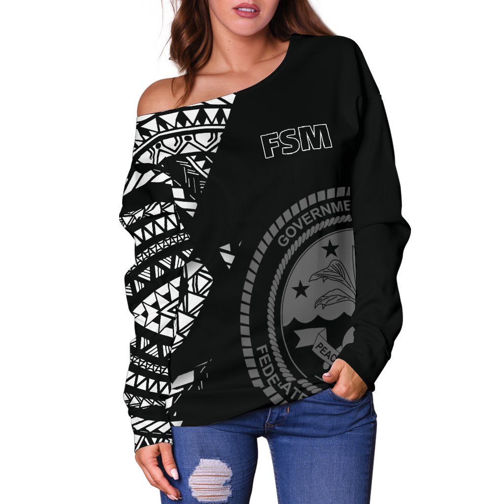 Federated States of Micronesia Pattern Women's Off Shoulder Sweater - Polynesian Pride