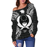 Pohnpei Polynesian Shoulder Sweater Map Black - Polynesian Pride