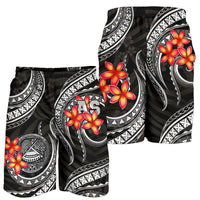 American Samoa Polynesian Men Shorts - Black Plumeria - Polynesian Pride
