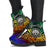 Federated States of Micronesia Custom Personalised Leather Boots - Rainbow Polynesian Pattern - Polynesian Pride