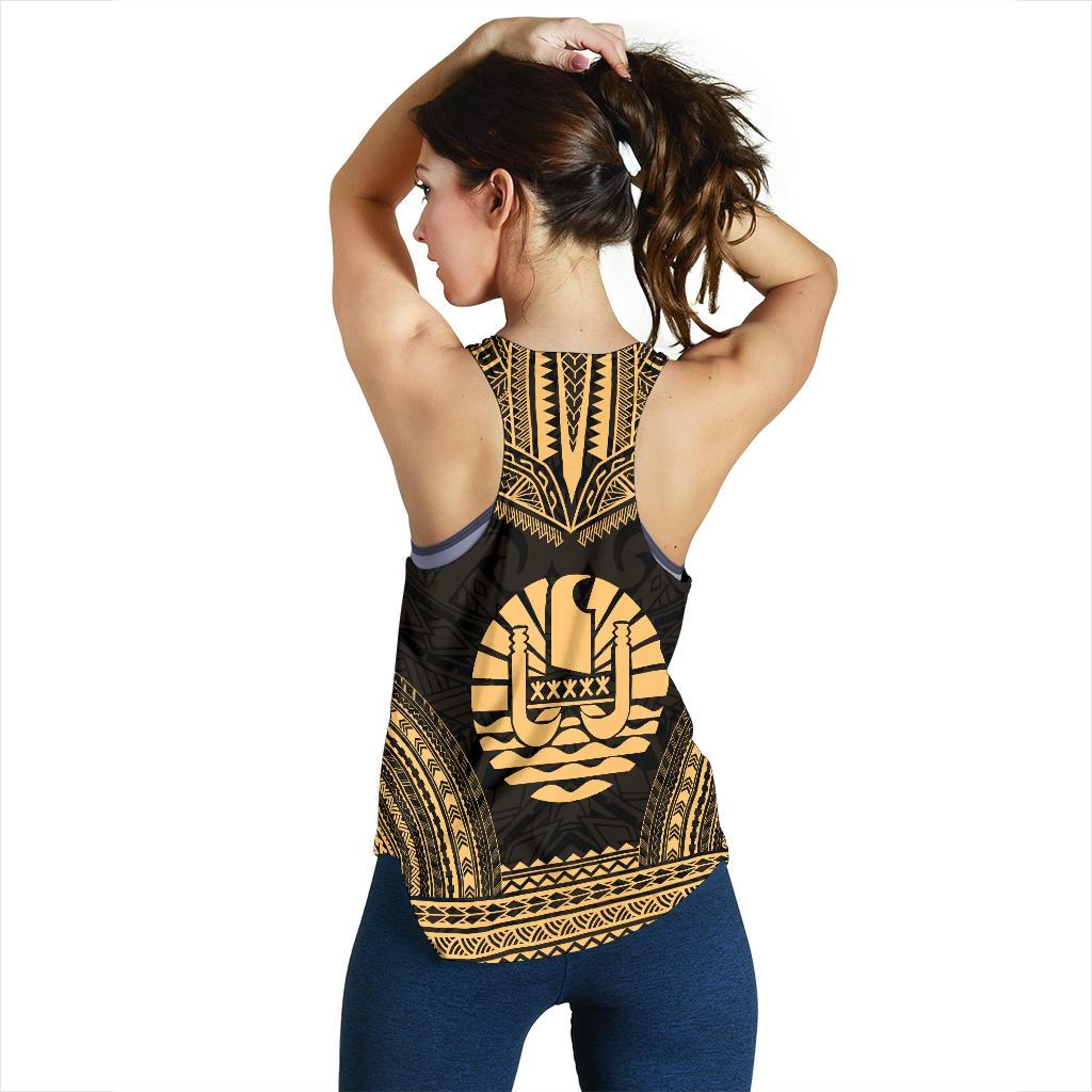 Tahiti Women's Racerback Tank - Polynesian Chief Gold Version - Polynesian Pride
