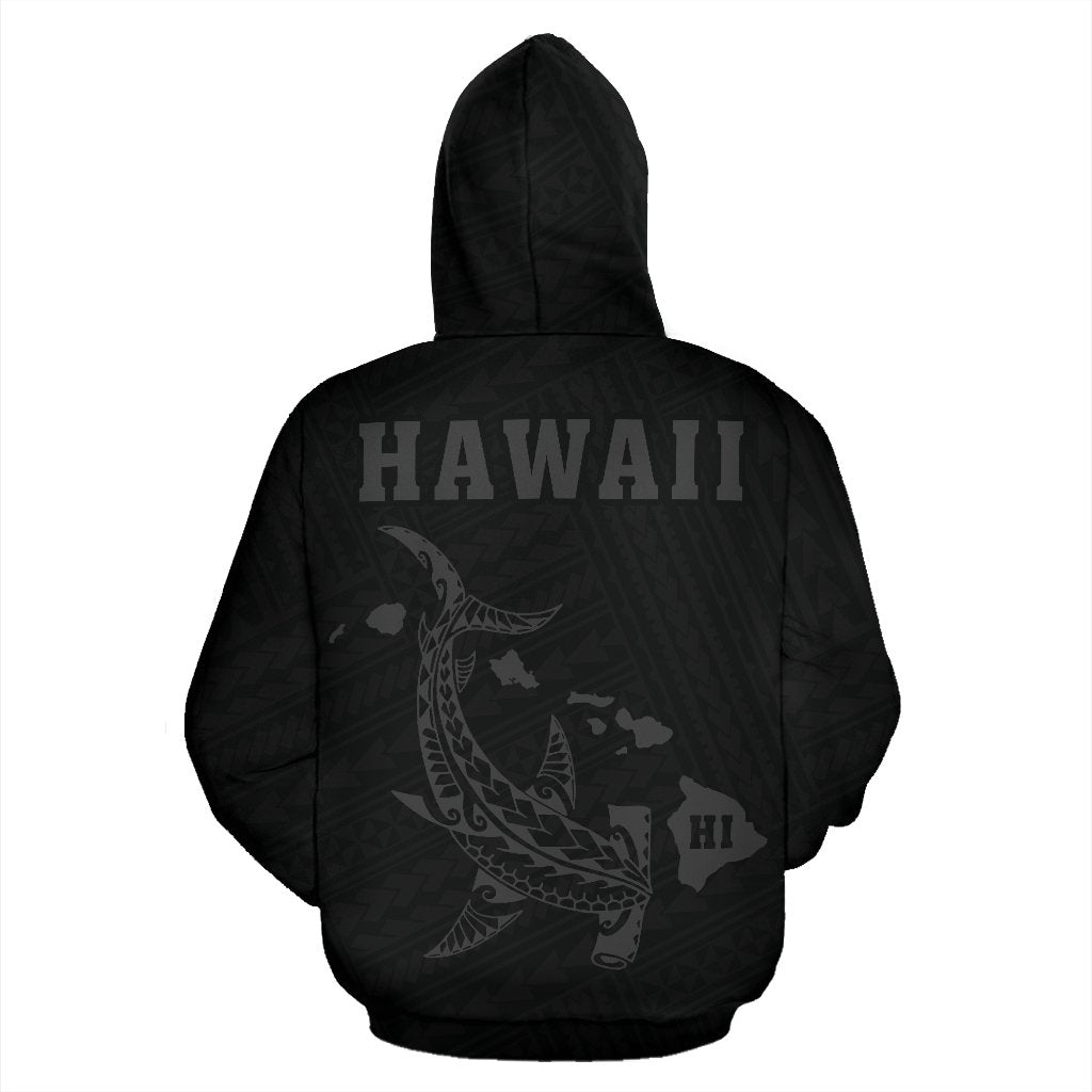 Hawaii Kakau Polynesian Gray Hammerhead Shark Hoodie - Polynesian Pride