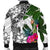 Chuuk Custom Personalised Men's Bomber Jacket White - Turtle Plumeria Banana Leaf - Polynesian Pride