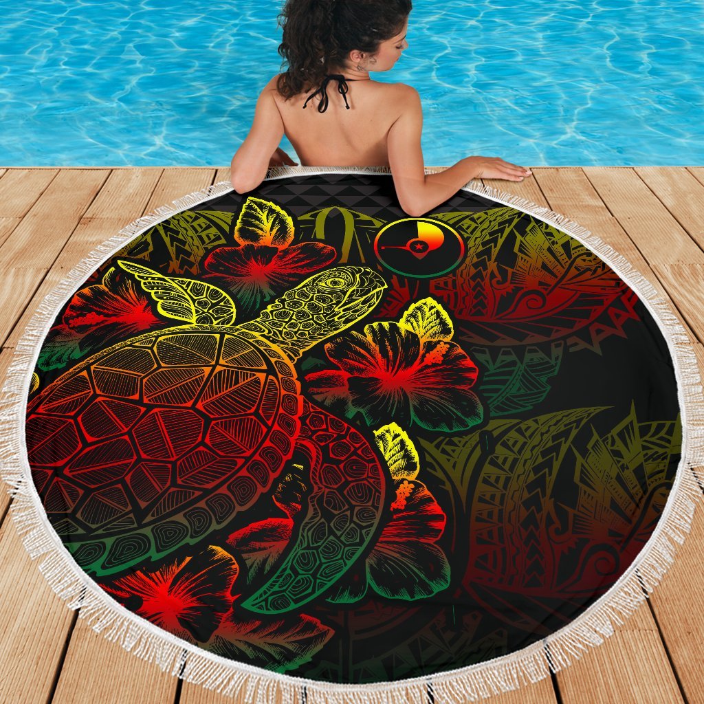 Yap Polynesia Beach Blanket Turtle Hibiscus Reggae - Polynesian Pride