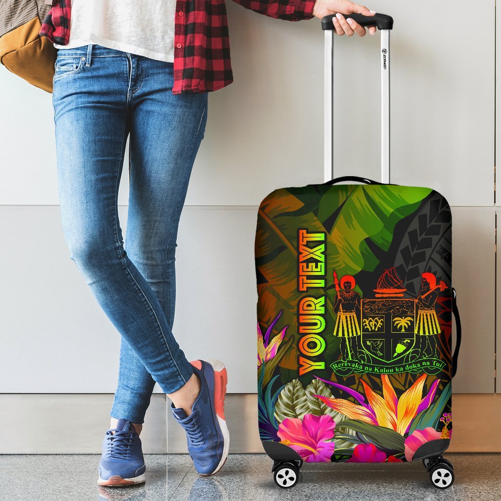 Fiji Polynesian Personalised Luggage Covers - Hibiscus and Banana Leaves Reggae - Polynesian Pride